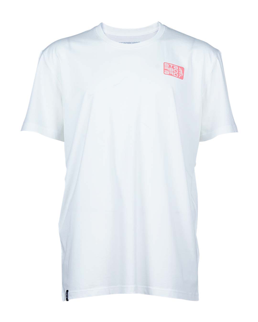 White cotton 2024 Starboard Bold Sunset Tee with red chest logo