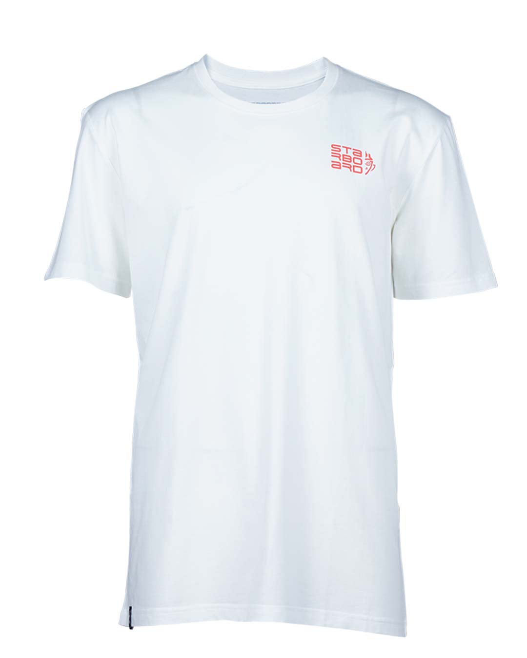 White New Balance 2024 Starboard Men’s Optical Horizon Tee with red logo