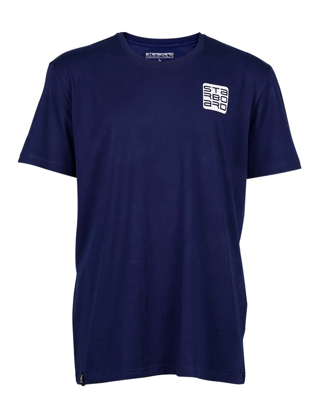 Navy blue 2024 Starboard Men’s Shield Tiki Tee with white logo