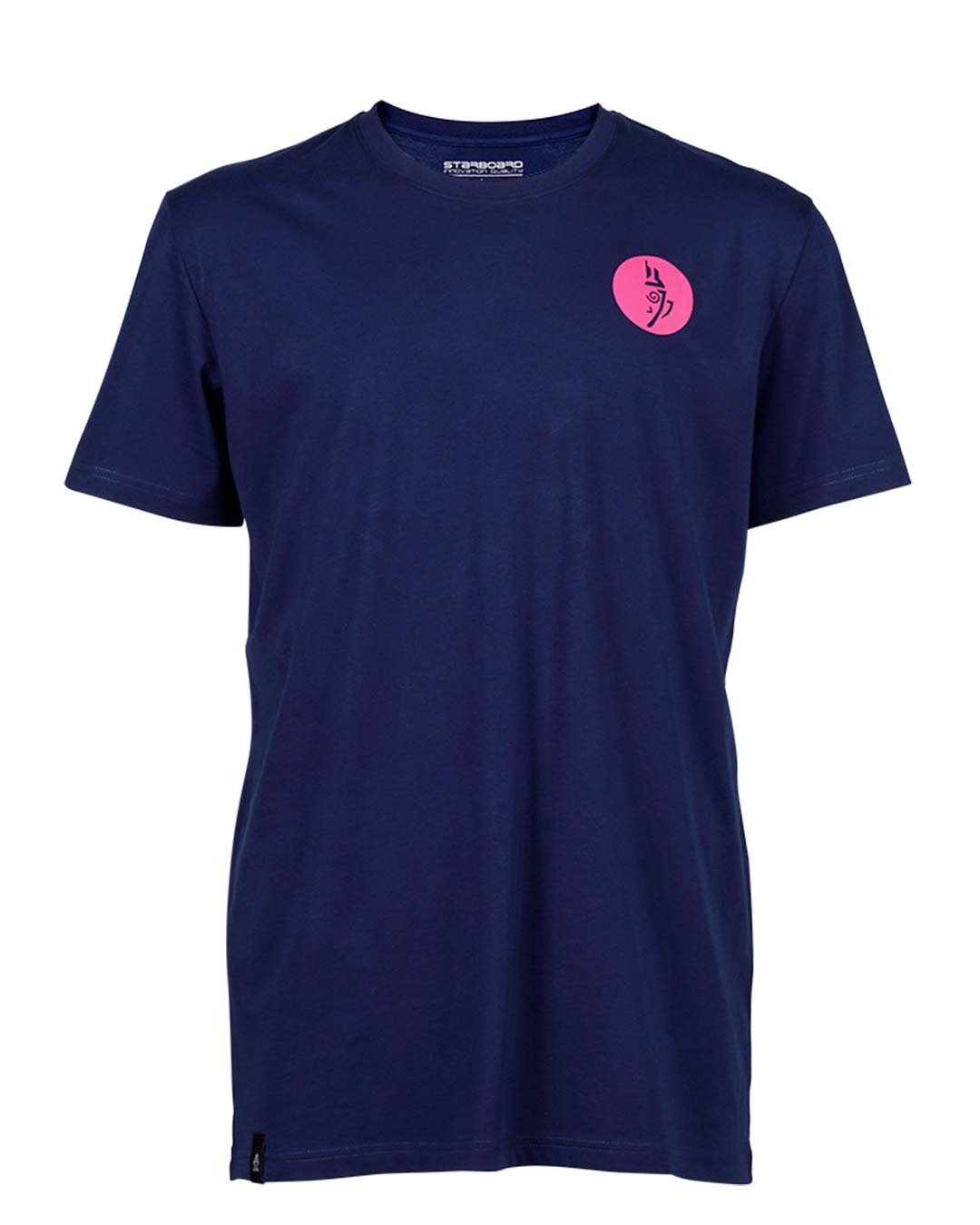Navy blue 2024 Starboard Men’s Sunset Brush Tee with pink circle and white text
