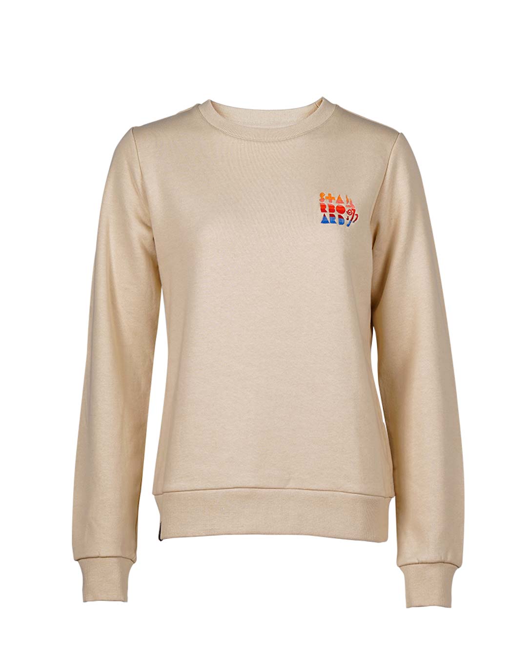 2024 Starboard Women’s Beige Crewneck Sweater with Red and Blue Chest Text