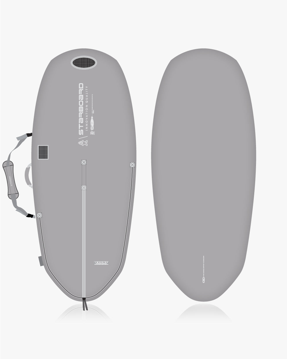 Grey iGnite AIR windfoil board bag with foam surfboard