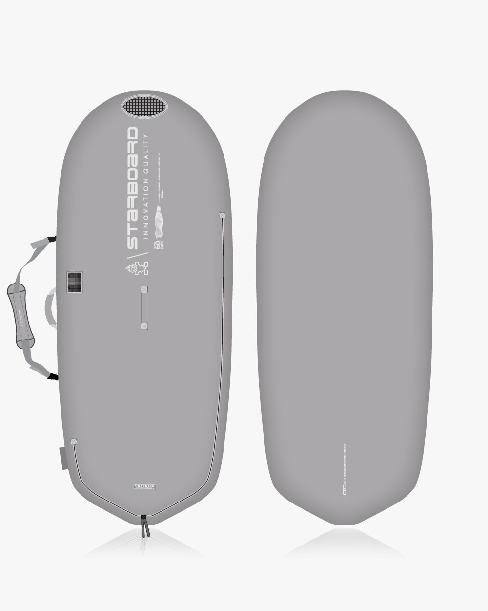 Grey X-15 windfoil travel bag with inflatable life preserver