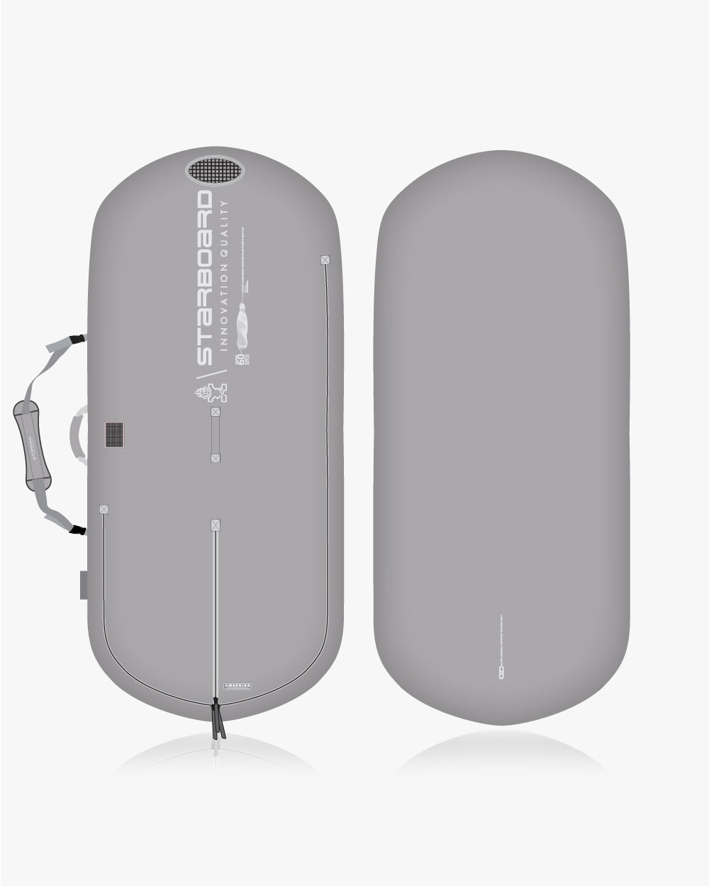 Gray portable air pump with black accents in Windfoil Travel Bag - Millennium