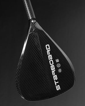 Foil Blade prepreg carbon paddle with starboard carbon fiber and black silver accents