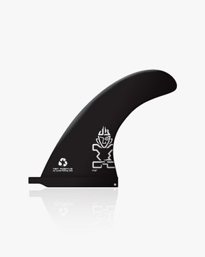 Black SUP Center Fin with net positive white logo, composite material