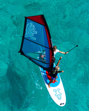 SUP Windsurfing Sail Compact Package without mast base, blue red sail