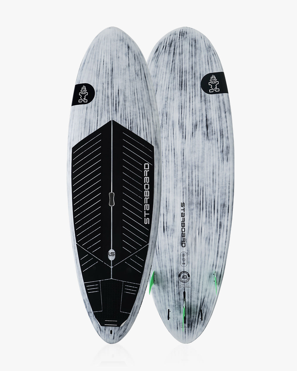 White and black Wedge Paddleboard with wood grain texture by Ocean & Earth