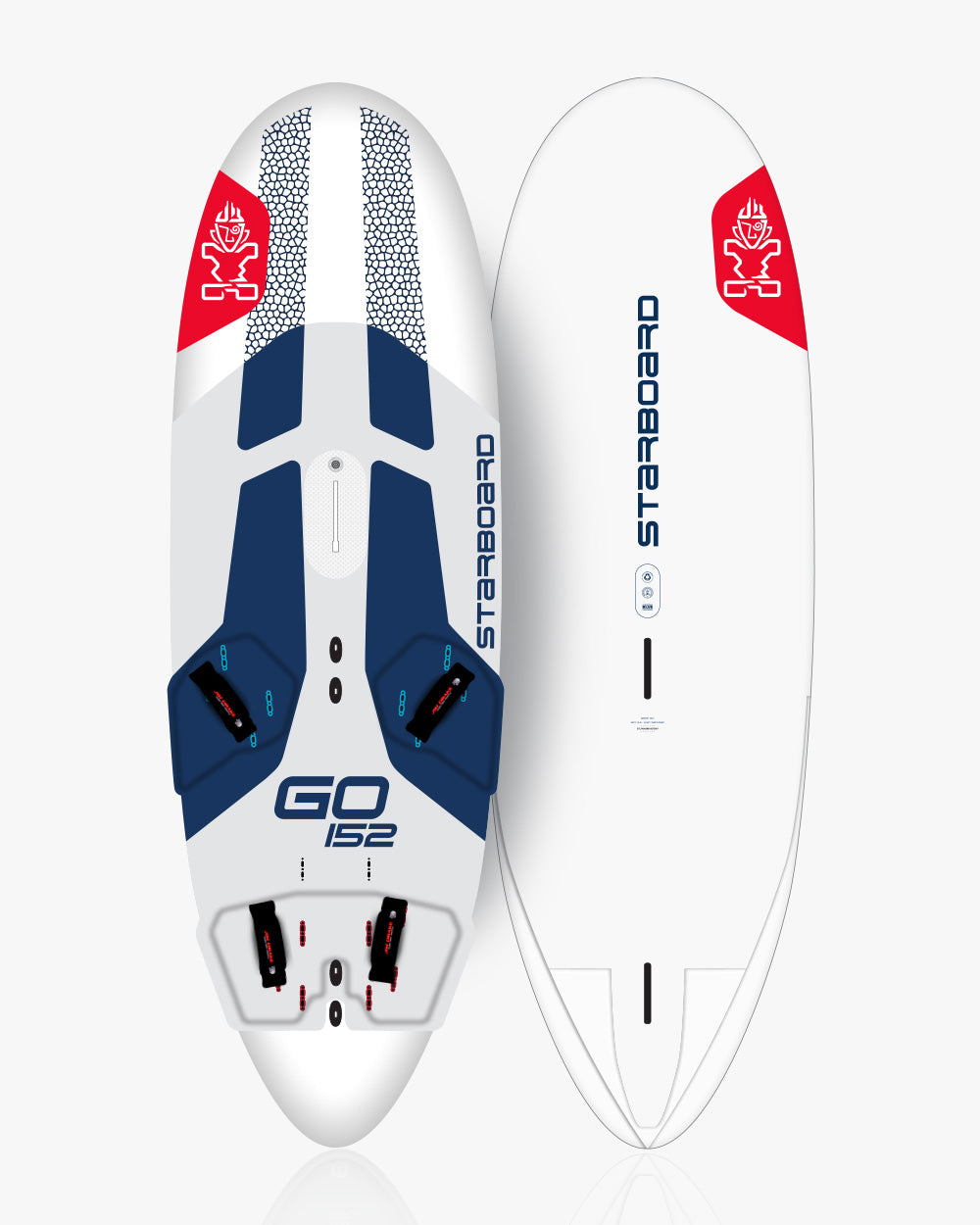 GO 152 Windsurf Board: White and blue with red accents for water sports