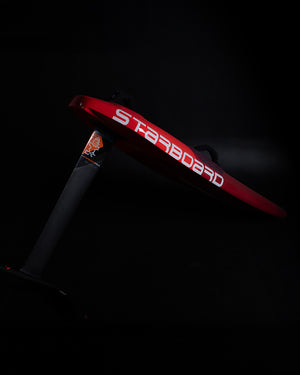 Red iGnite Air Windfoil Board Starboard Fin with Black Handle and Strap