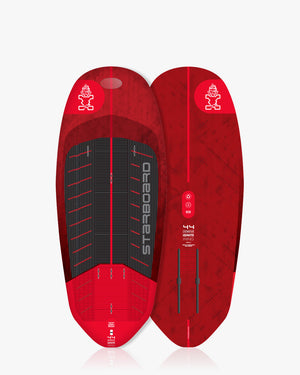 Sleek red and black Ignite Wing foilboard with starboard wake design