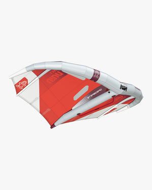 Sleek red and white Viva Wing inflatable boat