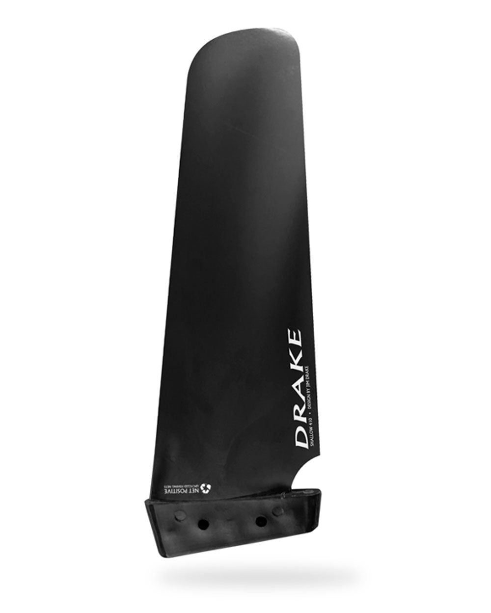Sleek black Drake Shallow Fin FRN 410 hydrofoil wing with Drake branding