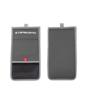 Grey Starboard Fin Pouch leash bag with mesh pocket and strap