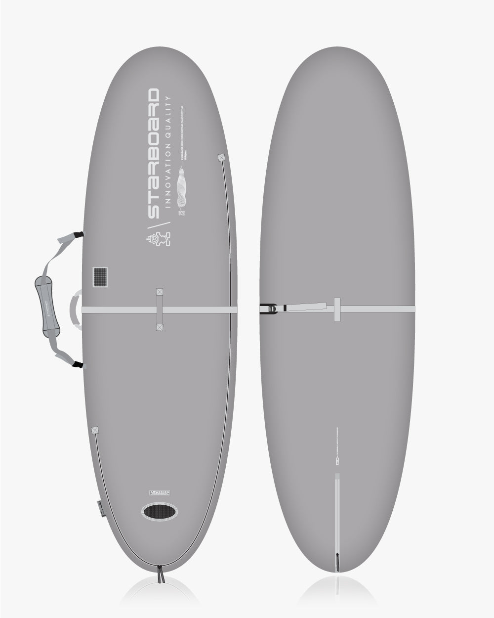 Starboard grey inflatable paddleboard with black accents and handle for 9’5’’-9’6’’ x 31’’ SUP bag