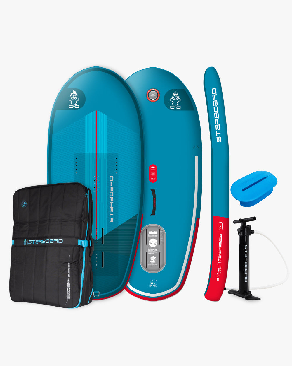 Starboard’s innovative air foil inflatable foilboard with red accents