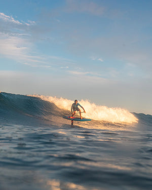 2025 Ace Foil Foilboard: HDPE surfboard with blue and white stripes