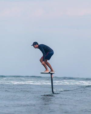 Pump Foilboard electric hydrofoil with black white carbon fiber design