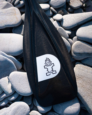 Black mesh drawstring Lima Carbon Paddle bag with white logo