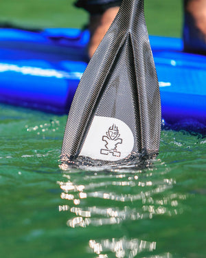 Lima Carbon Paddle: black paddle with silver logo and mesh design