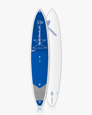 2019 Oceanboard 8’6’’ white blue paddle board with black grip