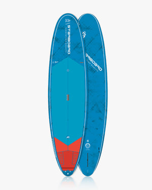 Sleek 2024 Longboard SUP paddleboard in blue and red HDPE