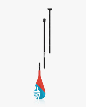 2024 Enduro Tiki Tech Lite Paddle with red and blue blades, black adjustable shaft