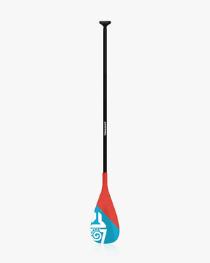 Red and blue 2024 Enduro Tiki Tech Lite SUP paddle with black shaft