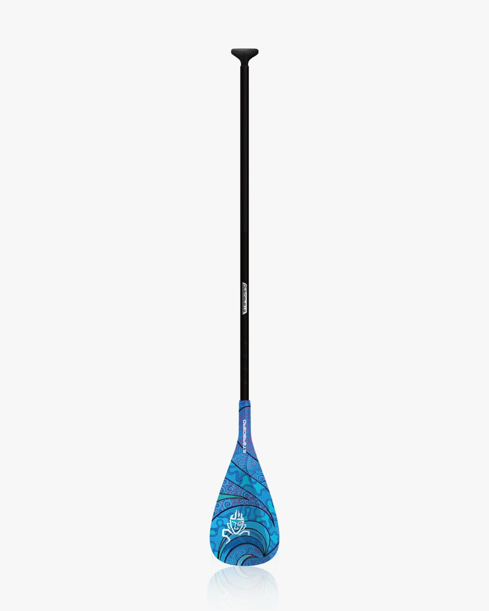 2024 Enduro Tiki Tech Wave Paddle: blue and black floral composite design