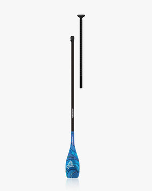 2024 Lima Tiki Tech Wave Paddle with blue and white blade, black adjustable handle