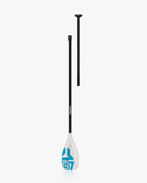 2024 Tufskin Paddle: White and blue adjustable paddle with black handle