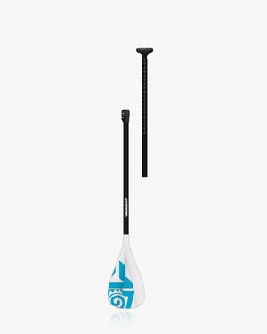 2024 Tufskin Paddle: White and blue adjustable paddle with black handle