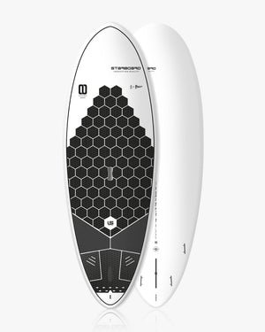 2024 Wedge Paddle Board with white surfboard black hexagonal pattern logo