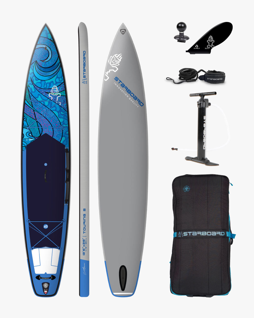 2024 Touring Inflatable Paddle Board with blue wave design