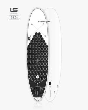 2025 GO Surf Paddleboard: white black honeycomb SUP 125.2L with LS logo