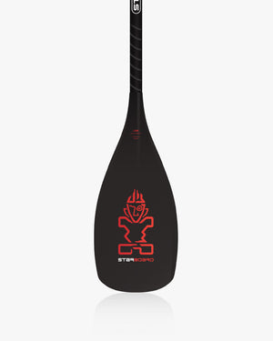 Tufskin Paddle: black starboard paddle with red logo and carbon fiber texture