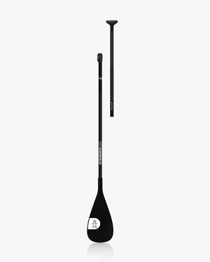 Enduro Carbon Paddle: black stand-up paddleboard with adjustable aluminum shaft and foam grip handle