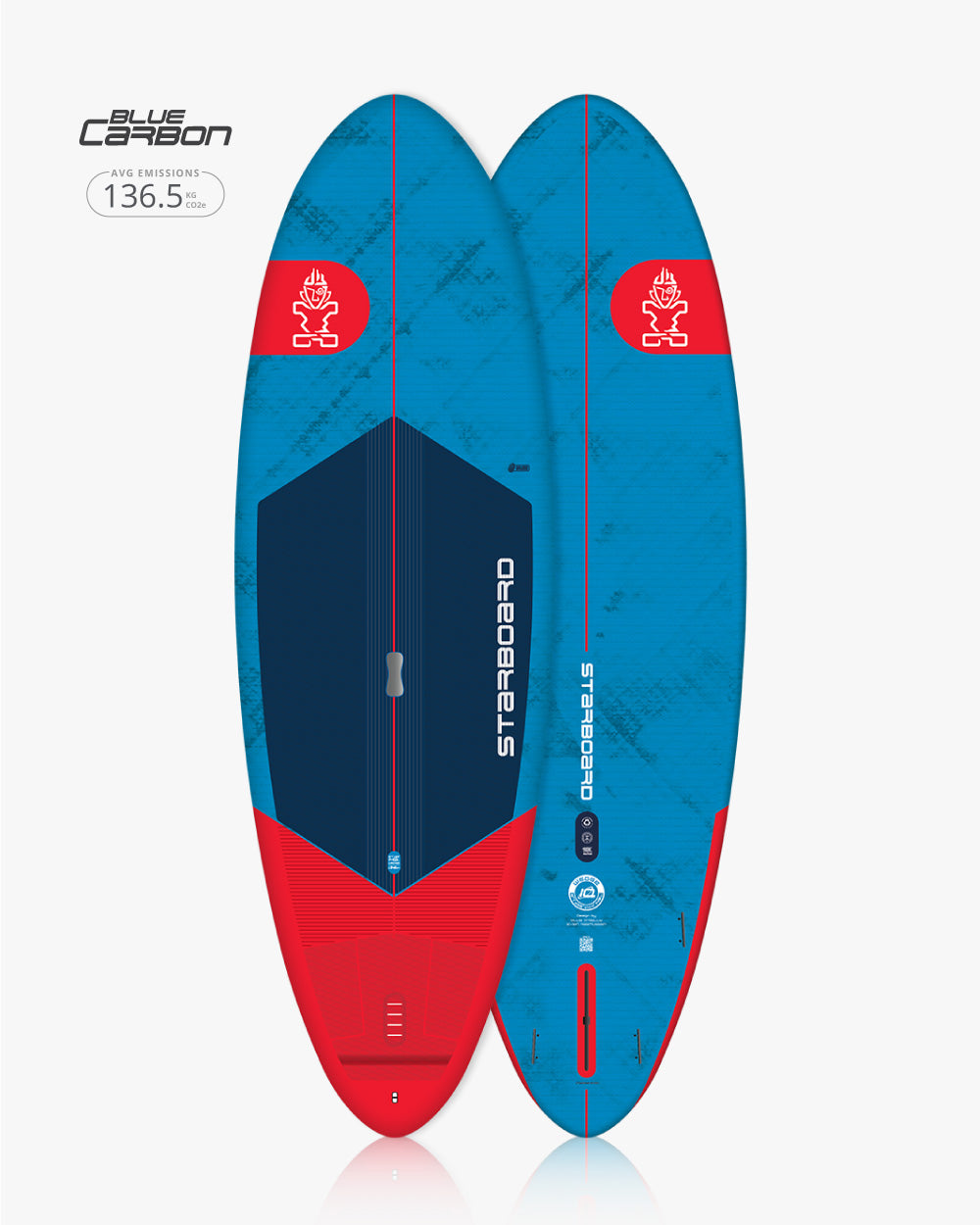 Blue 2025 Wedge Paddleboard: 136.5 cm surfboard with red and navy accents