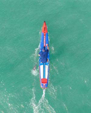 Sprint Inflatable blue and red kayak with white accents for adventure