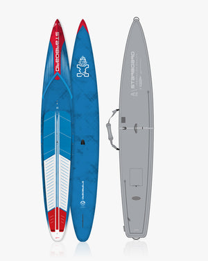 Gen R blue and red inflatable paddleboard with skull design