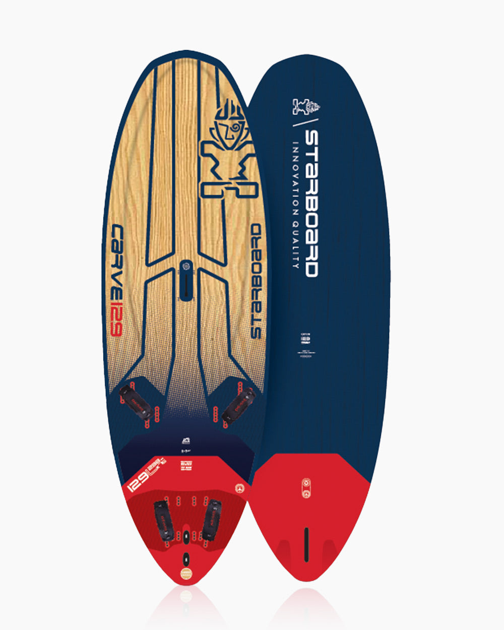 2024 Starboard Carve 125 Windsurf Board with Wooden Deck and Red Bottom