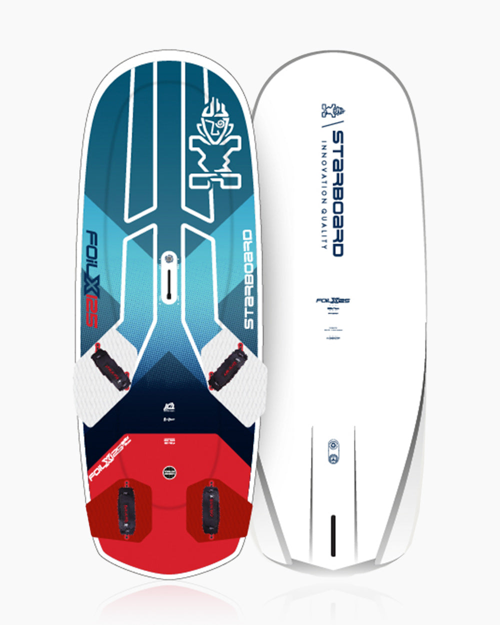 Red and blue 2024 Foil X Windfoil Board by Polisurf with white design
