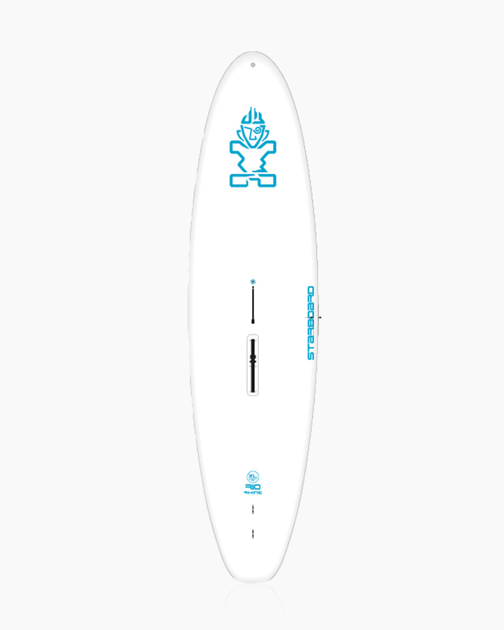 White Rio Windsurf Board with blue design and foam construction