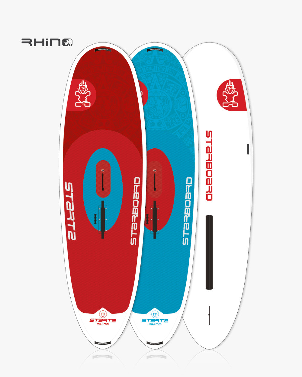 Red blue white Rhino inflatable stand-up paddleboard Start 2 Windsurf