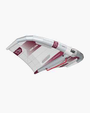 Reactor Wing: white and maroon aerodynamic windsurfing sail with logos