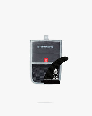 Surf Center Fin in Prepreg Carbon with Black Skull Fin and Starboard Logo