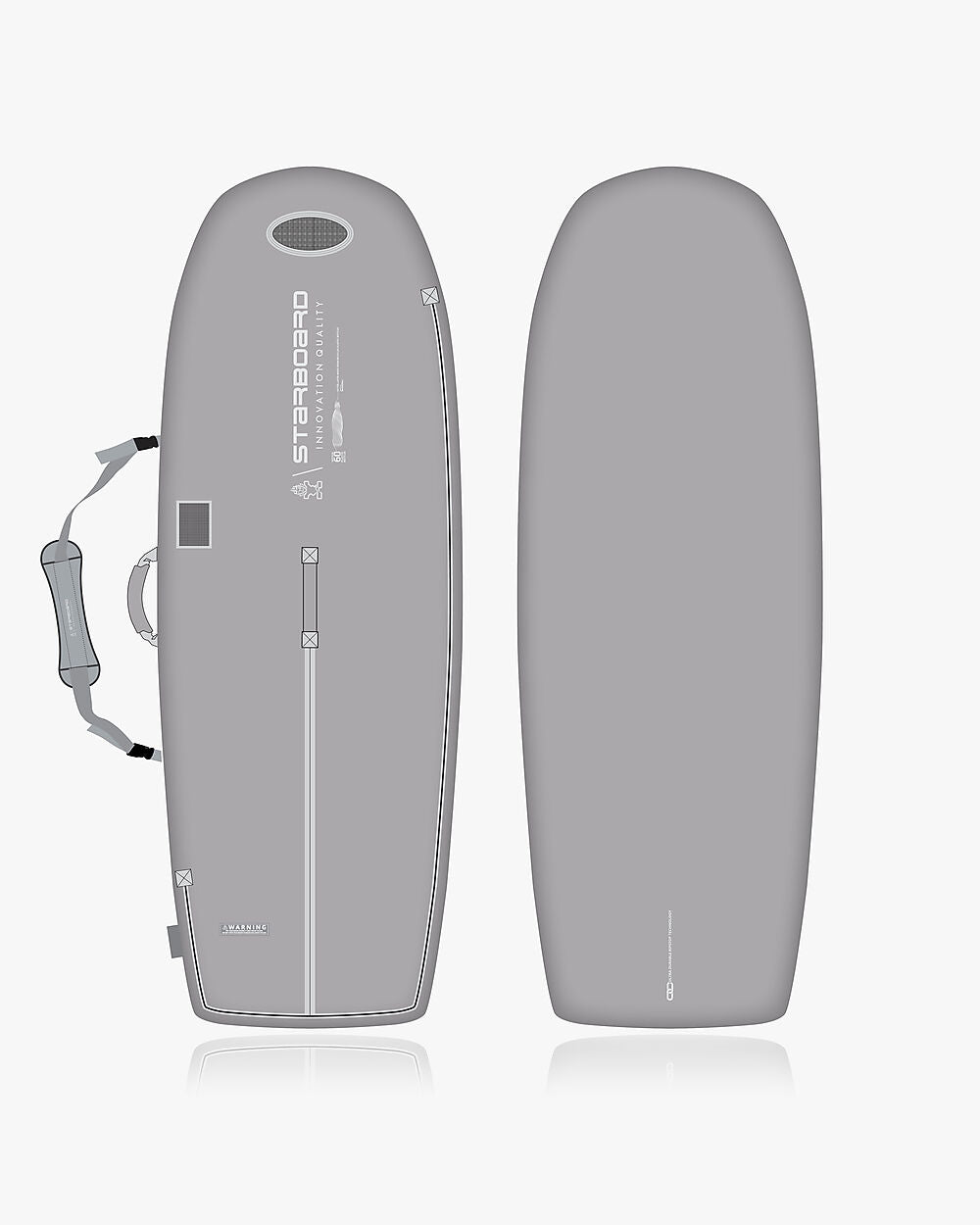 Grey GO-Fly windfoil travel bag for 7’6’’ soft surfboard with black straps