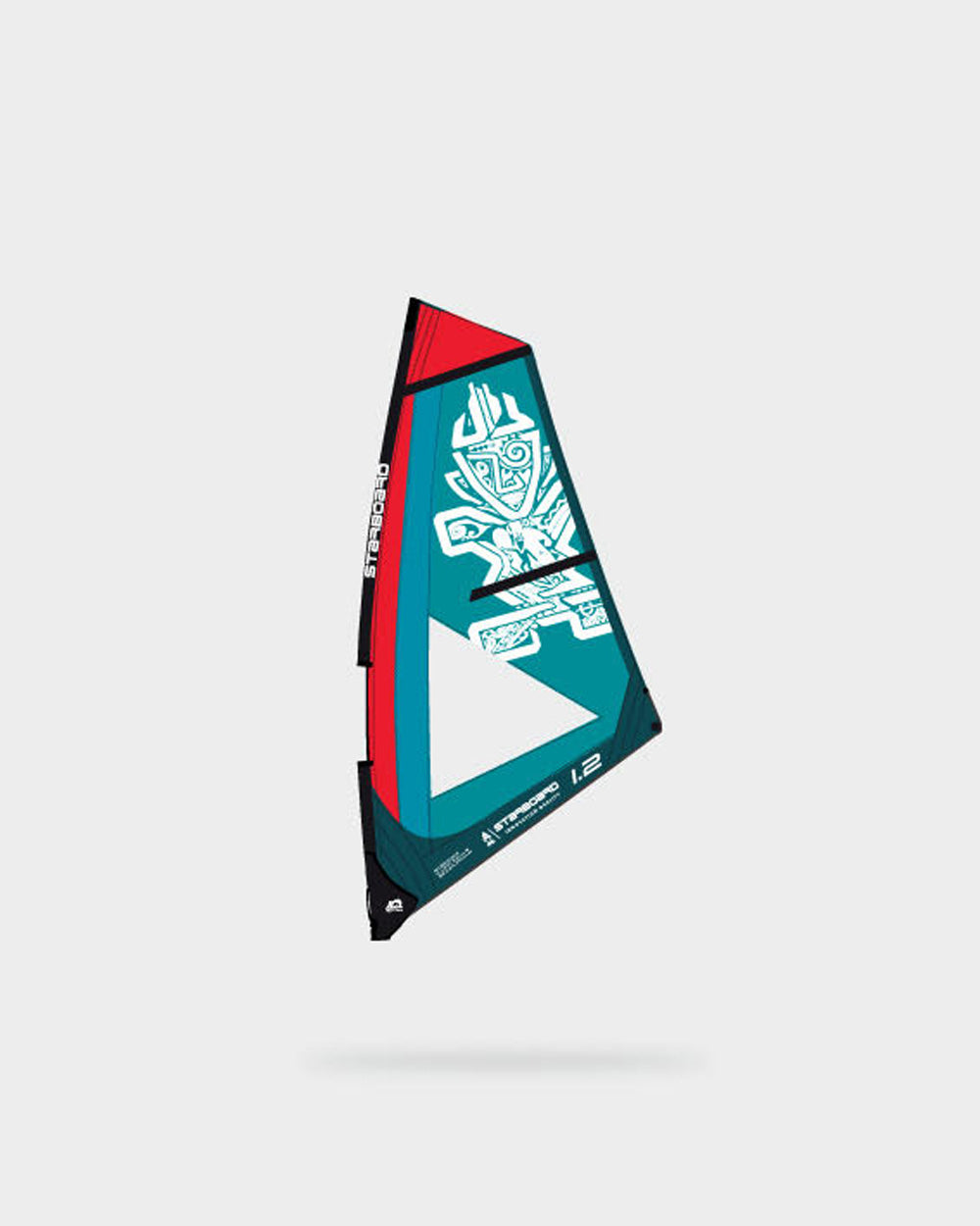 Red and teal SUP Windsurfing Sail Classic with mast base and black nylon accents