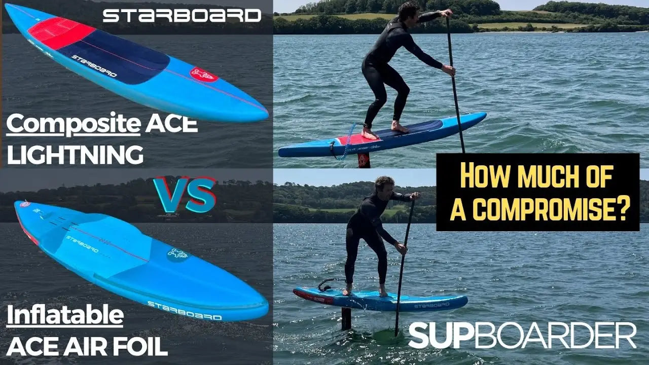 Blue Starboard Ace Air Foil inflatable SUP with black accents