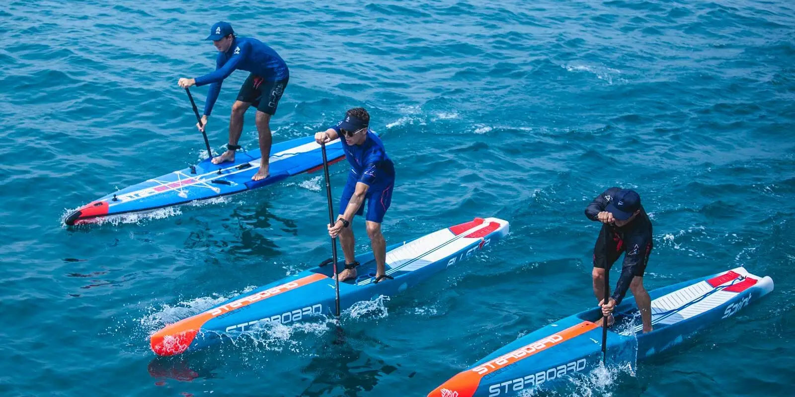 Starboard race paddleboard in red, white, and blue design